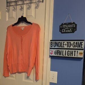 Cato Button-Up Cardigan Sweater XL Salmon Pink